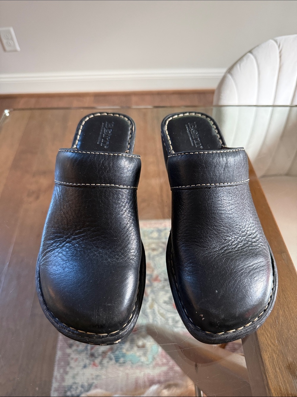 Born Black Leather Women's Slip-On Clogs